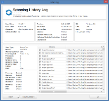 Showing the Malwarebytes Anti-Malware Premium scan log